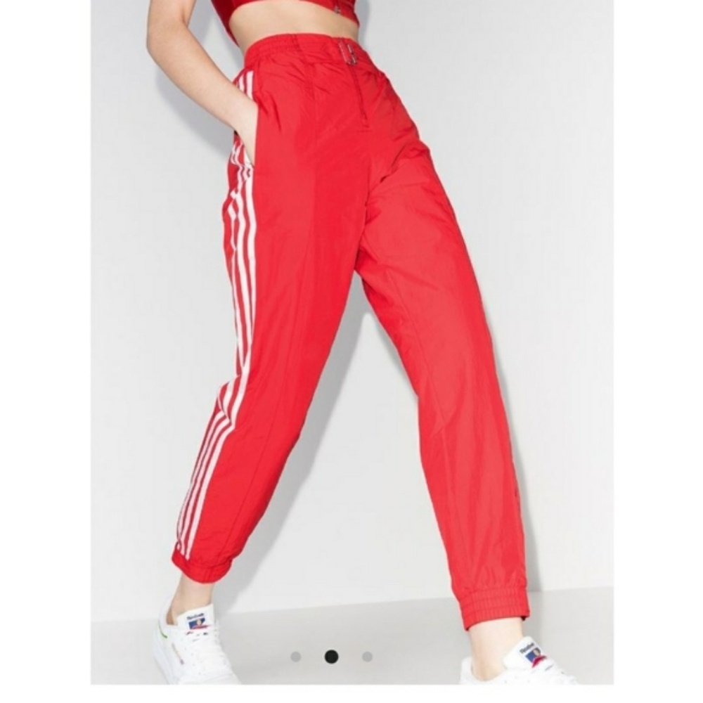 Paolina Russo Adidas Track Pants Red High Waist